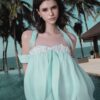 Sky Blue Floral Halter Bubble Dress "Ocean Breeze" DR813