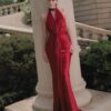 Red Satin Halter Neck Evening Gown "Scarlet Whisper" DR869