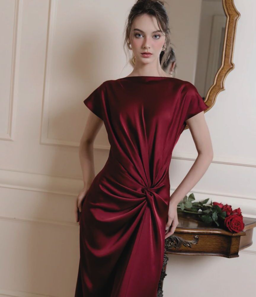 Crimson Satin Gown "Velvet Rose" DR832