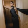 Black Satin Halter-Neck Gown “Midnight Tides” DR504